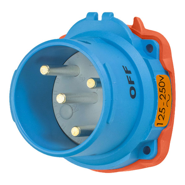 63-68076 - DSN60 INLET POLY BLUE SIZE 3 TYPE 4X IP 69 2P+N+G 60A 125/250 VAC 60 Hz NO AUX
